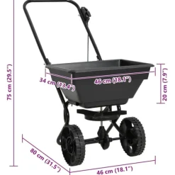 vidaXL saltspreder strøvogn PVC og stål 92 x 46 x 70 cm 15 l