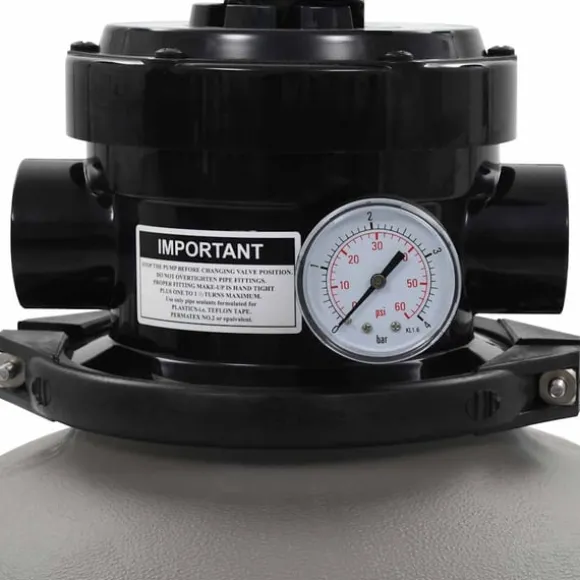vidaXL sandfilter til pool multiventil med 4 indstillinger grå 350 mm