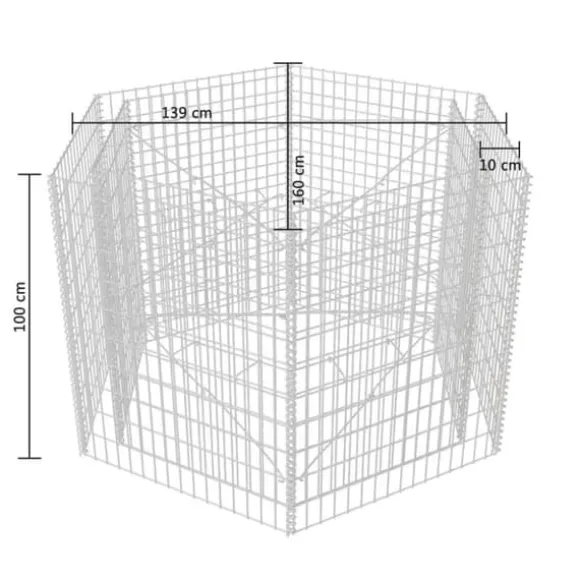 vidaXL sekskantet gabion-højbed 160x134x100 cm - Plantekrukker