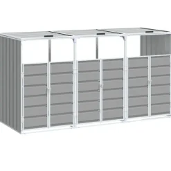 vidaXL skraldespandsskjuler 216x81x115 cm 3 rum stål grå