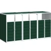 vidaXL skraldespandsskjuler 216x81x115 cm 3 rum stål grøn