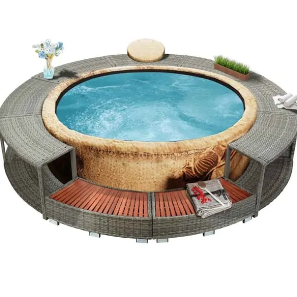 vidaXL spakant polyrattan grå
