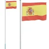 vidaXL Spanien flag og flagstang 6,23 m aluminium