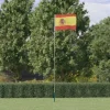 vidaXL Spanien flag og flagstang 5,55 m aluminium - Flag & vimpler