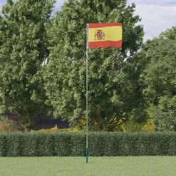 vidaXL Spanien flag og flagstang 5,55 m aluminium - Flag & vimpler