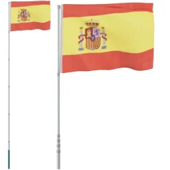 vidaXL Spanien flag og flagstang 5,55 m aluminium