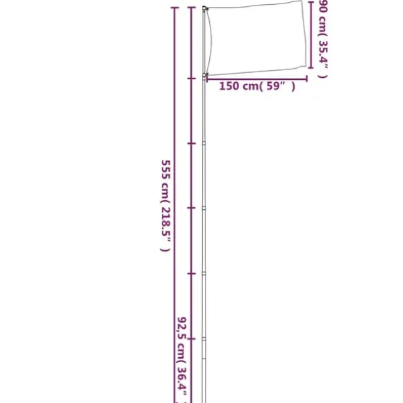 vidaXL Spanien flag og flagstang 5,55 m aluminium