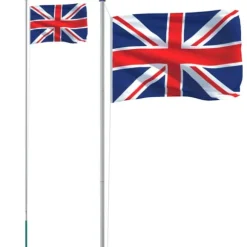 vidaXL Storbritannien flag og flagstang 6,23 m aluminium - Flag & vimpler