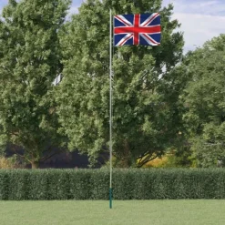 vidaXL Storbritannien flag og flagstang 6,23 m aluminium
