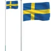 vidaXL Sverige flag og flagstang 6,23 m aluminium