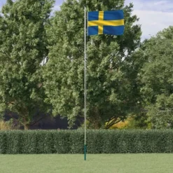 vidaXL Sverige flag og flagstang 6,23 m aluminium - Flag & vimpler