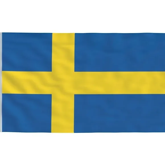 vidaXL Sverige flag og flagstang 5,55 m aluminium