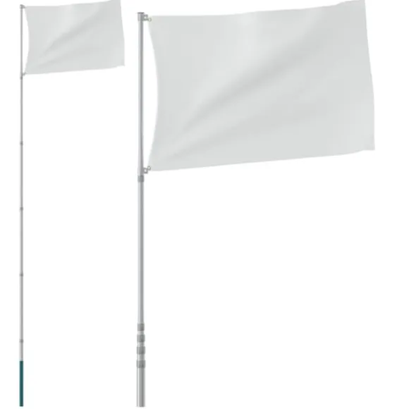 vidaXL teleskopflagstang 5,5 m aluminium sølvfarvet - Flag & vimpler