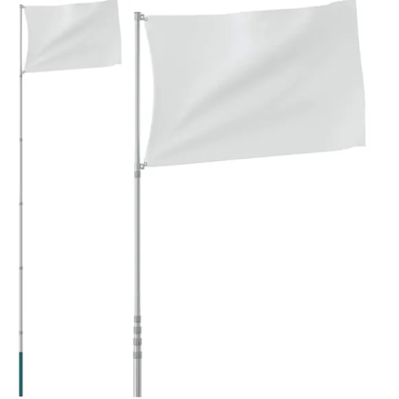 vidaXL teleskopflagstang 5,5 m aluminium sølvfarvet