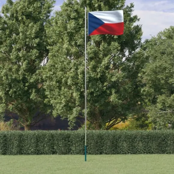 vidaXL Tjekkiet flag og flagstang 6,23 m aluminium - Flag & vimpler