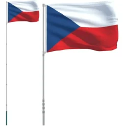 vidaXL Tjekkiet flag og flagstang 5,55 m aluminium