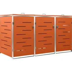 vidaXL tredobbelt skraldespandsskjuler 207x77,5x112,5 cm rustfrit stål - Affaldsspandsskjulere