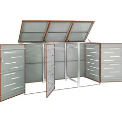 vidaXL tredobbelt skraldespandsskjuler 207x77,5x112,5 cm rustfrit stål - Affaldsspandsskjulere