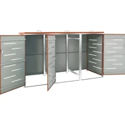 vidaXL tredobbelt skraldespandsskjuler 207x77,5x112,5 cm rustfrit stål - Affaldsspandsskjulere