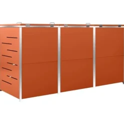 vidaXL tredobbelt skraldespandsskjuler 207x77,5x112,5 cm rustfrit stål - Affaldsspandsskjulere