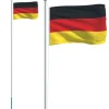 vidaXL Tyskland flag og flagstang 6,23 m aluminium