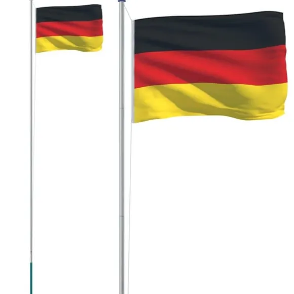 vidaXL Tyskland flag og flagstang 6,23 m aluminium
