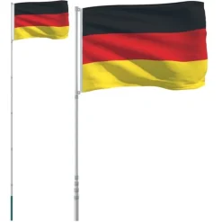 vidaXL Tyskland flag og flagstang 5,55 m aluminium