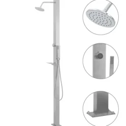 vidaXL udendørsbruser lige design rustfrit stål
