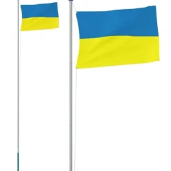 vidaXL Ukraine flag og flagstang 6,23 m aluminium