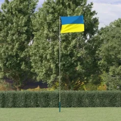 vidaXL Ukraine flag og flagstang 5,55 m aluminium