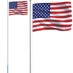 vidaXL USA flag og flagstang 6,23 m aluminium