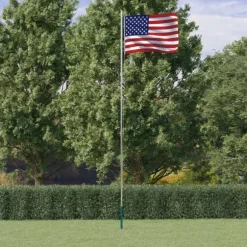 vidaXL USA flag og flagstang 6,23 m aluminium