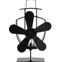 vidaXL varmedrevet ovnventilator 5 blade sort - Brændekomfur – blæsere