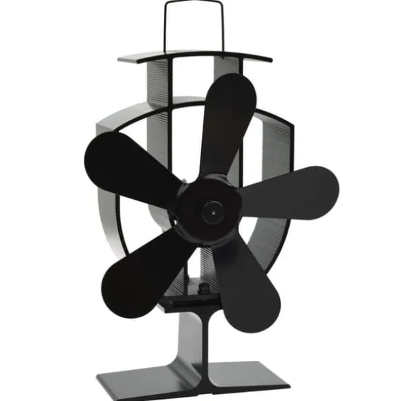 vidaXL varmedrevet ovnventilator 5 blade sort - Brændekomfur – blæsere
