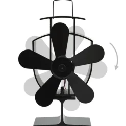 vidaXL varmedrevet ovnventilator 5 blade sort - Brændekomfur – blæsere