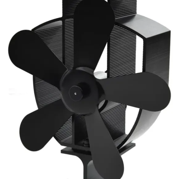 vidaXL varmedrevet ovnventilator 5 blade sort - Brændekomfur – blæsere