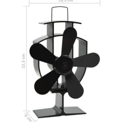 vidaXL varmedrevet ovnventilator 5 blade sort - Brændekomfur – blæsere