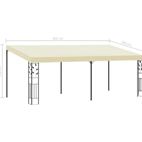 vidaXL vægmonteret pavillon 6x3x2,5 m cremefarvet - Festtelte & havepavilloner