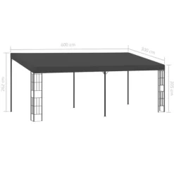 vidaXL vægmonteret pavillon 3x6 m stof antracitgrå - Festtelte & havepavilloner