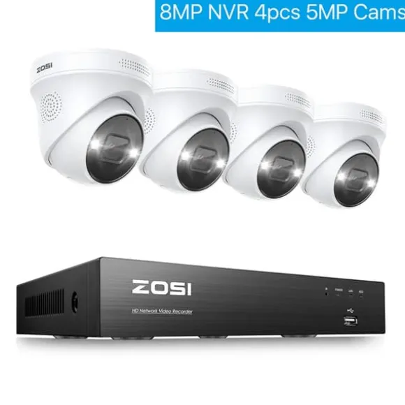 Videoovervågningssystem, AI-detektion, 4K-opløsning,2T, 4PCS 5MP kameraer