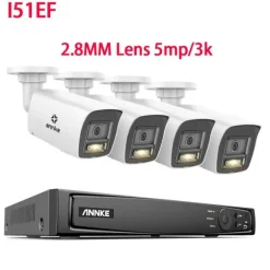Videoovervågningssystem, 8MP opløsning, Power Over Ethernet,4T, I51ES 5MP 4stk Mic-a