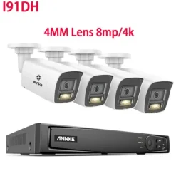 Videoovervågningssystem, 8MP opløsning, Power Over Ethernet,I91DH 8mp 4stk Mic, 2T