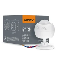 Videx infrarød bevægelses- og lyssensor IP20 effekt 1200W rækkevidde 8m vinkel 360°