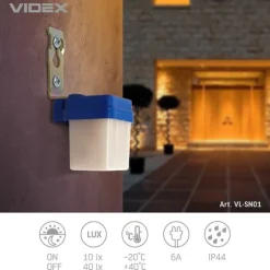 Videx skumringssensor fotometrisk IP44 mikroovn max 6A overflademonteret