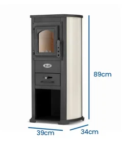 Vikingchoice Jernovn med Kogeplade - 6,6kW til 8,5kW, Opvarmning op til 85m², Fjernbar Askebakke