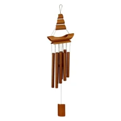 Vindspil, Bambus Sejlbåd, 72x20x6 cm, Brun