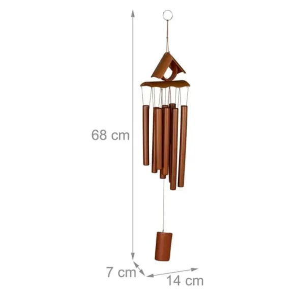 Vindspil, Bambus spidst tag, 68x14x7 cm, Brun