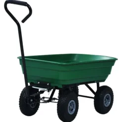 Vippelig havevogn 300 kg - Robust trillebør til haveopgaver | Farve: Grøn | Størrelse: 75 l