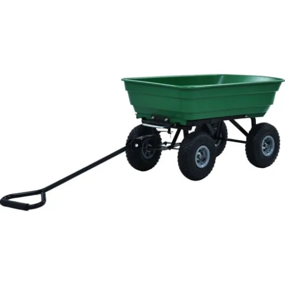Vippelig havevogn 300 kg - Robust trillebør til haveopgaver | Farve: Grøn | Størrelse: 75 l