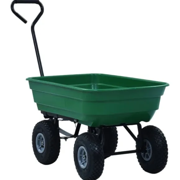 Vippelig havevogn 300 kg - Robust trillebør til haveopgaver | Farve: Grøn | Størrelse: 75 l